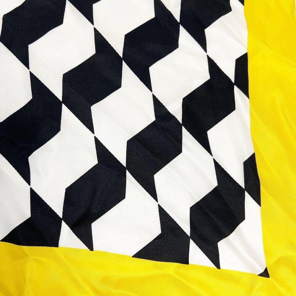 Doncaster 35.5 X 35.5 White Yellow Black Silk Geometric Print Square Scarf - Picture 5 of 5